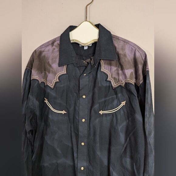 Panhandle slim pearl snap western short tie dye embroidery xl - Picture 4 of 8